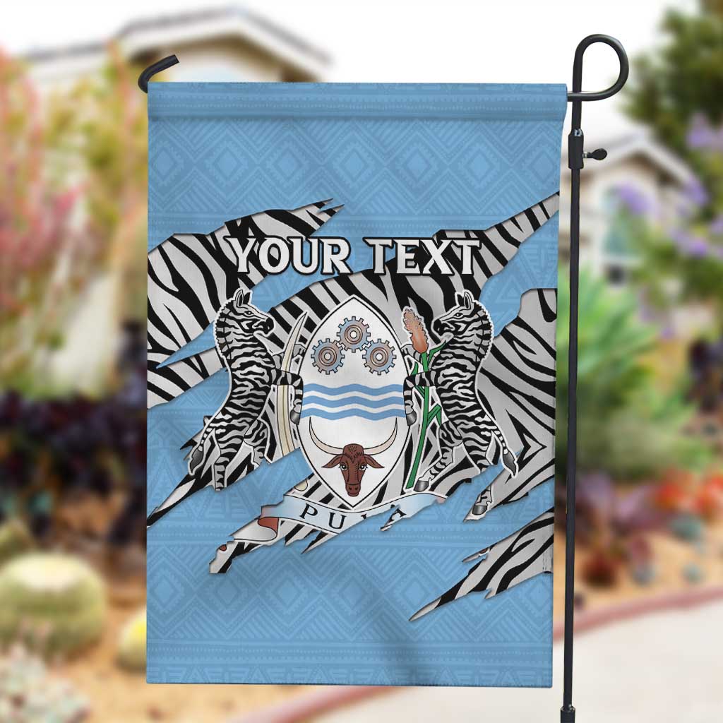 Personalized Lefatshe la Botswana Garden Flag Coat Of Arms - African and Zebra Patterns