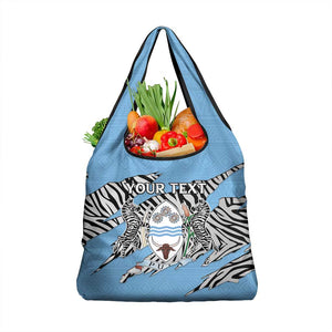 Personalized Lefatshe la Botswana Grocery Bag Coat Of Arms - African and Zebra Patterns