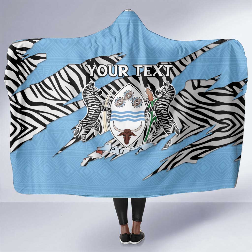 Personalized Lefatshe la Botswana Hooded Blanket Coat Of Arms - African and Zebra Patterns