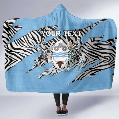 Personalized Lefatshe la Botswana Hooded Blanket Coat Of Arms - African and Zebra Patterns