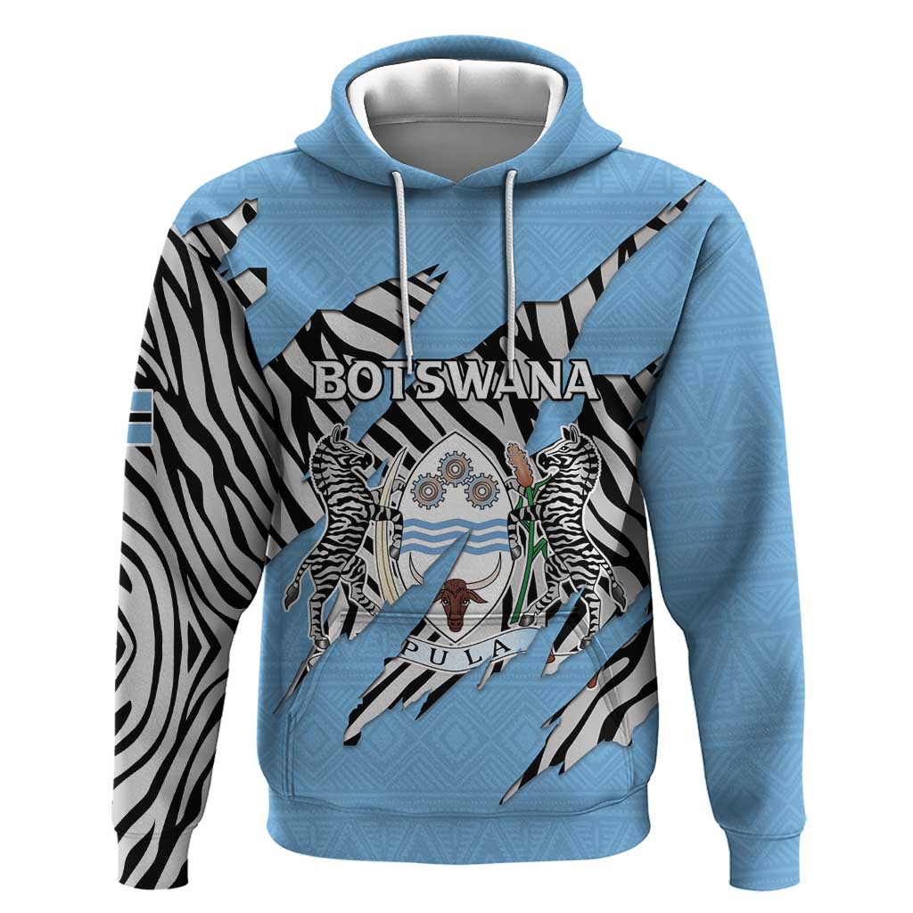Personalized Lefatshe la Botswana Hoodie Coat Of Arms - African and Zebra Patterns