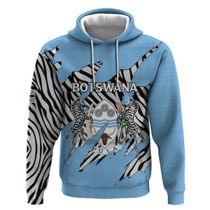 Personalized Lefatshe la Botswana Hoodie Coat Of Arms - African and Zebra Patterns