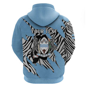 Personalized Lefatshe la Botswana Hoodie Coat Of Arms - African and Zebra Patterns