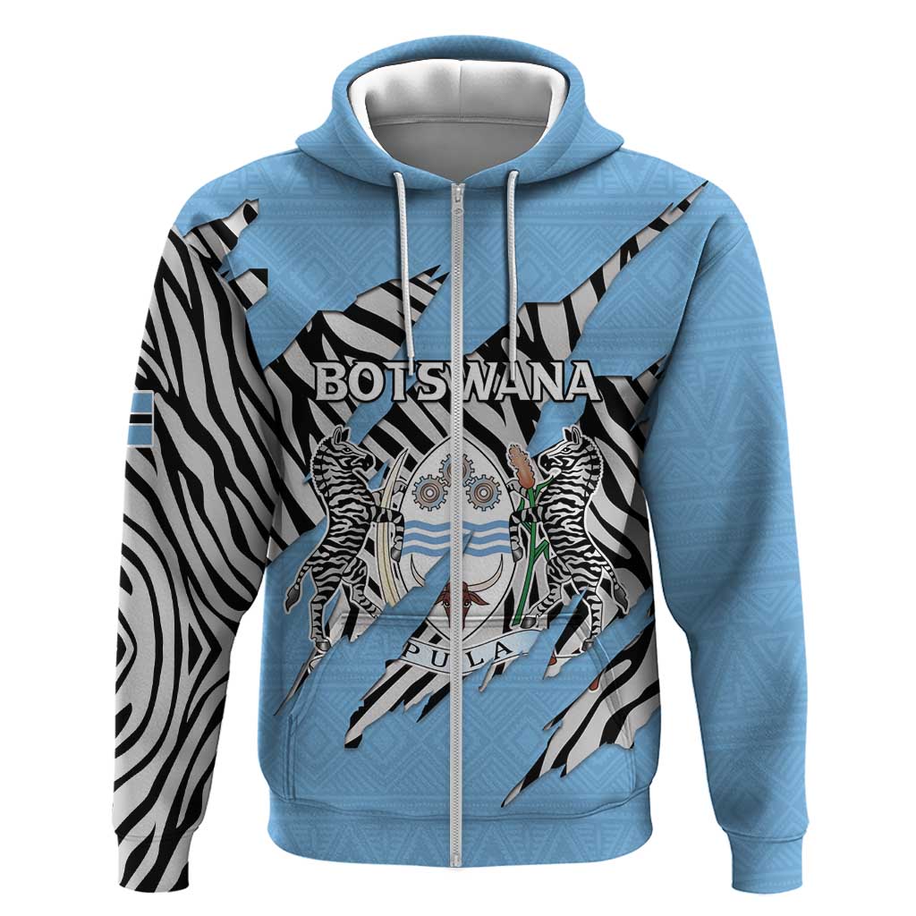 Personalized Lefatshe la Botswana Hoodie Coat Of Arms - African and Zebra Patterns