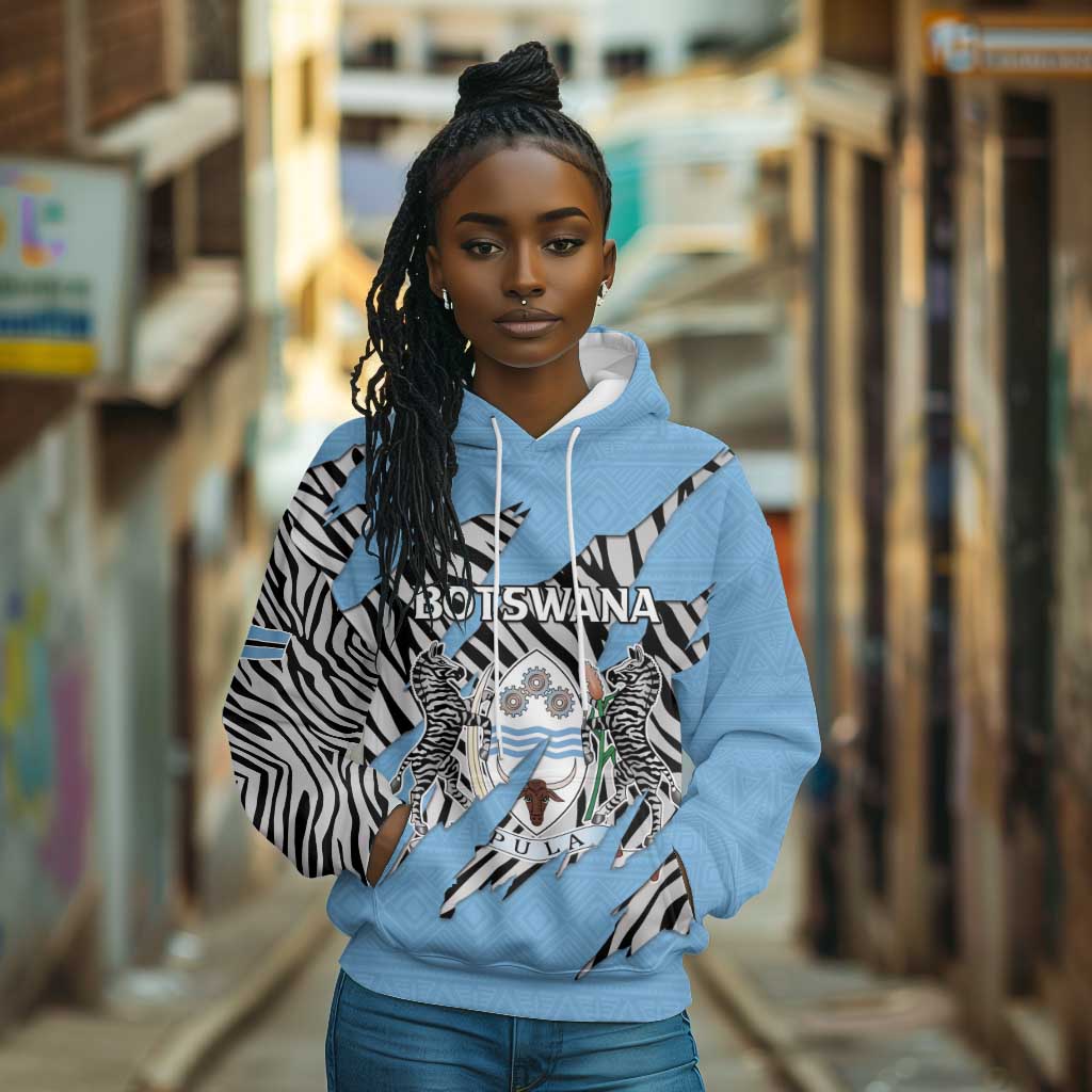 Personalized Lefatshe la Botswana Hoodie Coat Of Arms - African and Zebra Patterns