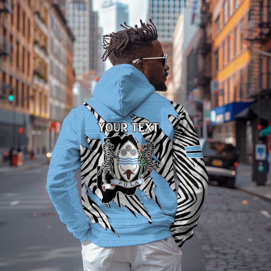 Personalized Lefatshe la Botswana Hoodie Coat Of Arms - African and Zebra Patterns
