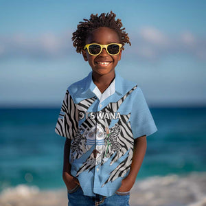 Personalized Lefatshe la Botswana Kid Hawaiian Shirt Coat Of Arms - African and Zebra Patterns
