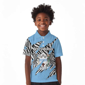 Personalized Lefatshe la Botswana Kid Polo Shirt Coat Of Arms - African and Zebra Patterns