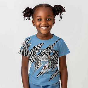 Personalized Lefatshe la Botswana Kid T shirt Coat Of Arms - African and Zebra Patterns