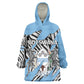 Personalized Lefatshe la Botswana Kid Wearable Blanket Hoodie Coat Of Arms - African and Zebra Patterns