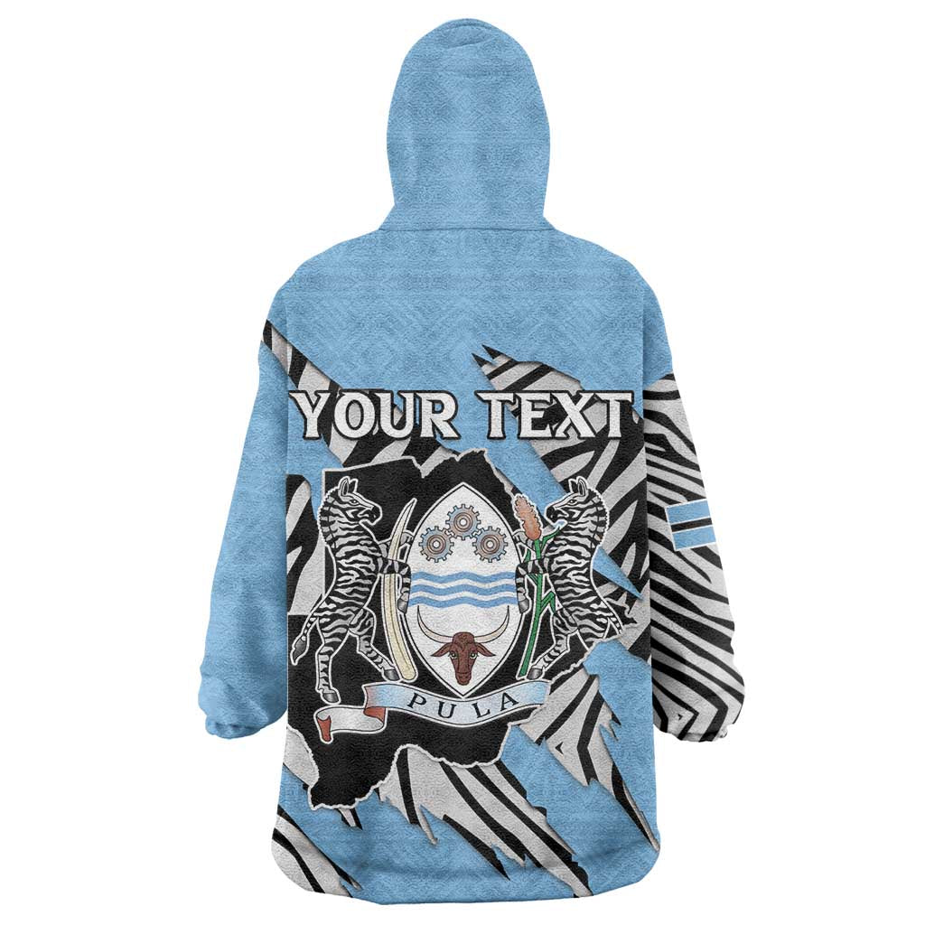 Personalized Lefatshe la Botswana Kid Wearable Blanket Hoodie Coat Of Arms - African and Zebra Patterns
