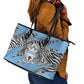 Personalized Lefatshe la Botswana Leather Tote Bag Coat Of Arms - African and Zebra Patterns