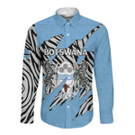 Personalized Lefatshe la Botswana Long Sleeve Button Shirt Coat Of Arms - African and Zebra Patterns
