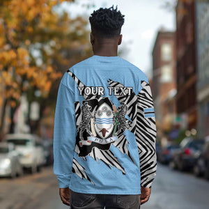 Personalized Lefatshe la Botswana Long Sleeve Shirt Coat Of Arms - African and Zebra Patterns