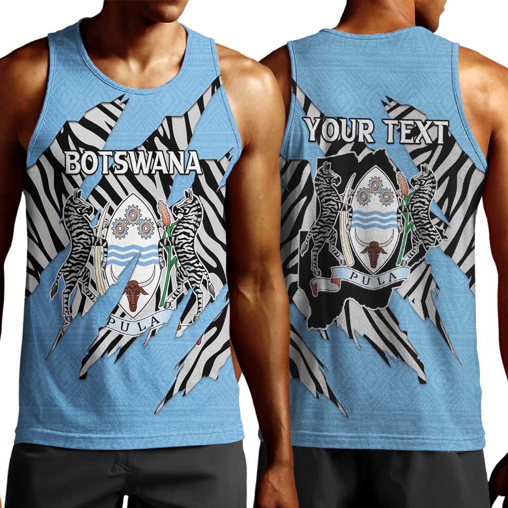 Personalized Lefatshe la Botswana Men Tank Top Coat Of Arms - African and Zebra Patterns