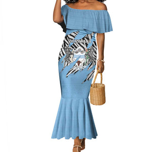 Personalized Lefatshe la Botswana Mermaid Dress Coat Of Arms - African and Zebra Patterns