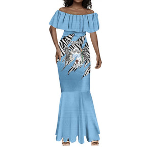 Personalized Lefatshe la Botswana Mermaid Dress Coat Of Arms - African and Zebra Patterns
