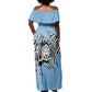 Personalized Lefatshe la Botswana Off Shoulder Maxi Dress Coat Of Arms - African and Zebra Patterns