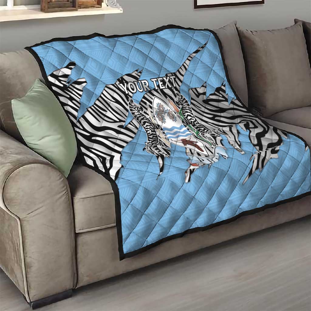 Personalized Lefatshe la Botswana Quilt Coat Of Arms - African and Zebra Patterns