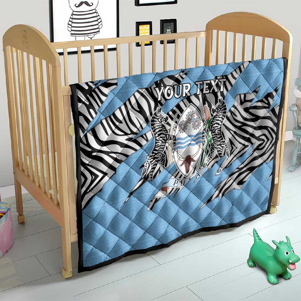 Personalized Lefatshe la Botswana Quilt Coat Of Arms - African and Zebra Patterns
