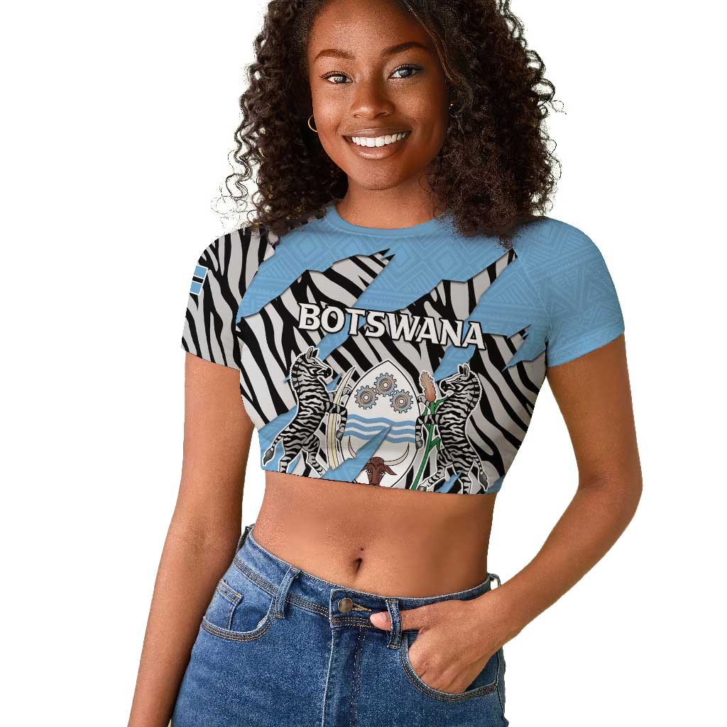 Personalized Lefatshe la Botswana Raglan Cropped T shirt Coat Of Arms - African and Zebra Patterns