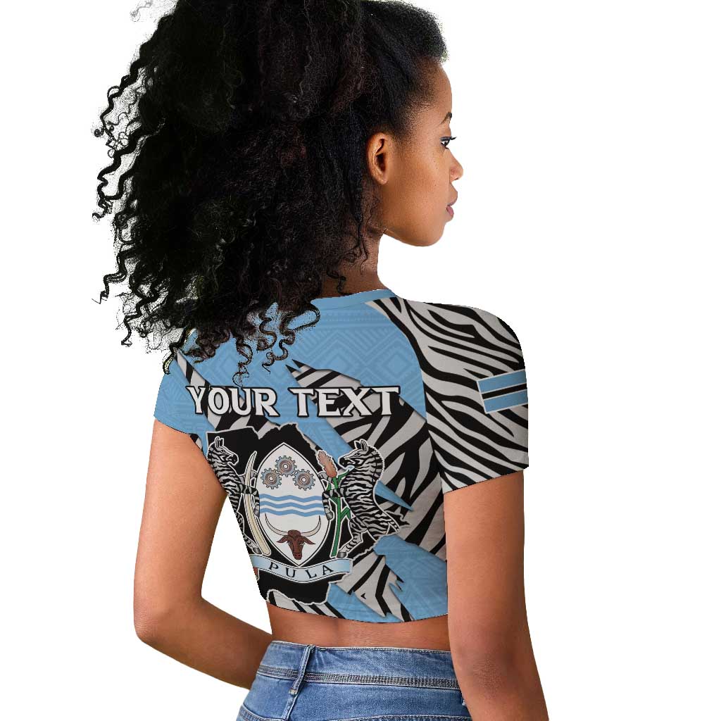 Personalized Lefatshe la Botswana Raglan Cropped T shirt Coat Of Arms - African and Zebra Patterns