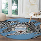 Personalized Lefatshe la Botswana Round Carpet Coat Of Arms - African and Zebra Patterns