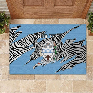 Personalized Lefatshe la Botswana Rubber Doormat Coat Of Arms - African and Zebra Patterns