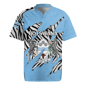 Personalized Lefatshe la Botswana Rugby Jersey Coat Of Arms - African and Zebra Patterns
