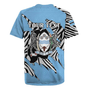 Personalized Lefatshe la Botswana Rugby Jersey Coat Of Arms - African and Zebra Patterns