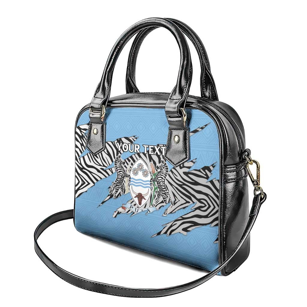 Personalized Lefatshe la Botswana Shoulder Handbag Coat Of Arms - African and Zebra Patterns