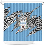 Personalized Lefatshe la Botswana Shower Curtain Coat Of Arms - African and Zebra Patterns