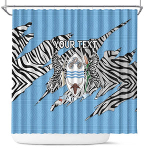 Personalized Lefatshe la Botswana Shower Curtain Coat Of Arms - African and Zebra Patterns