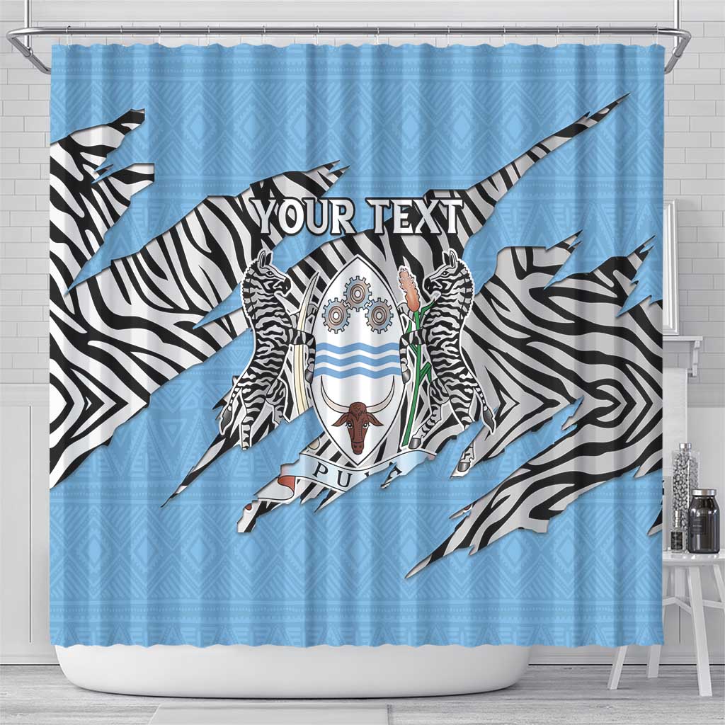 Personalized Lefatshe la Botswana Shower Curtain Coat Of Arms - African and Zebra Patterns