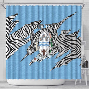 Personalized Lefatshe la Botswana Shower Curtain Coat Of Arms - African and Zebra Patterns