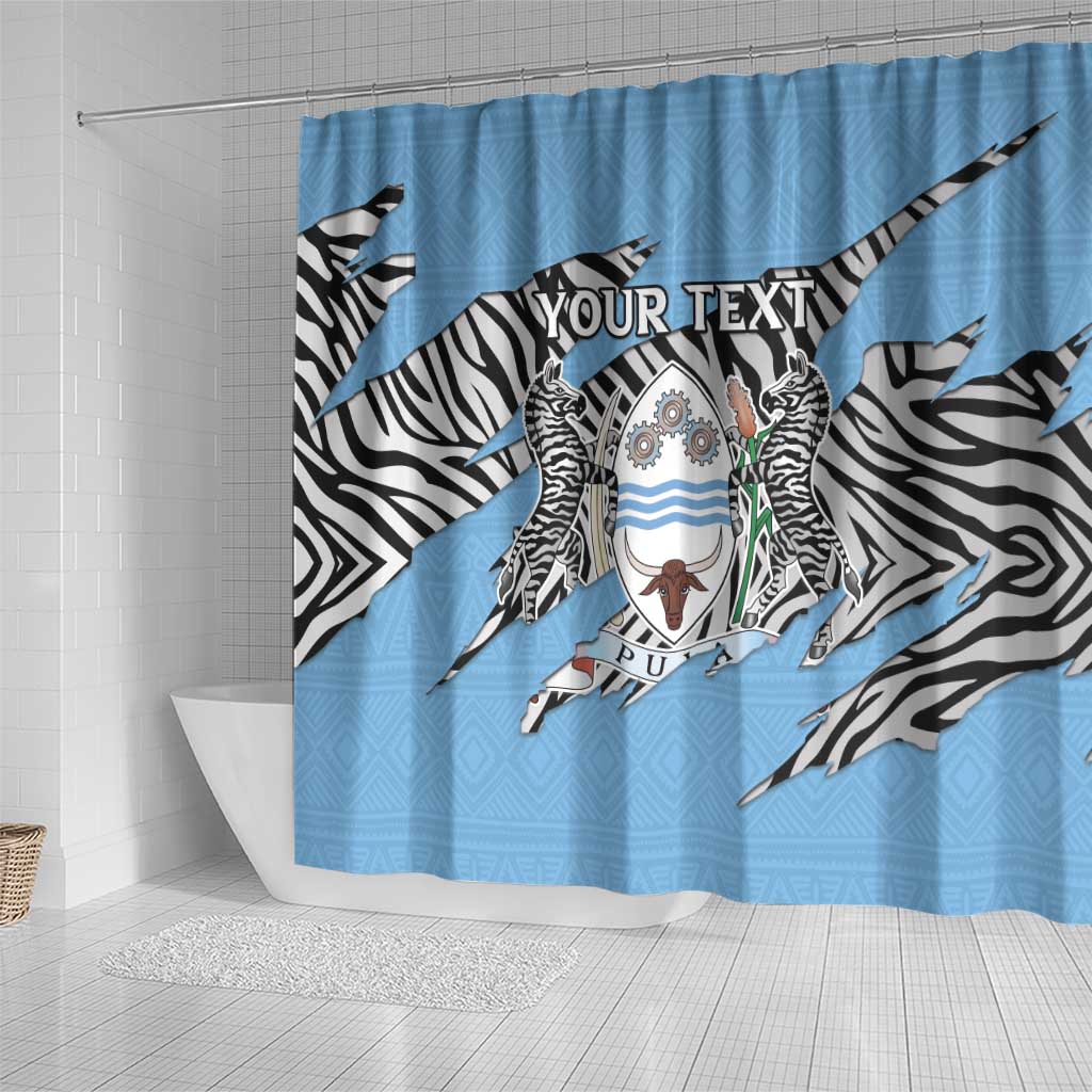 Personalized Lefatshe la Botswana Shower Curtain Coat Of Arms - African and Zebra Patterns