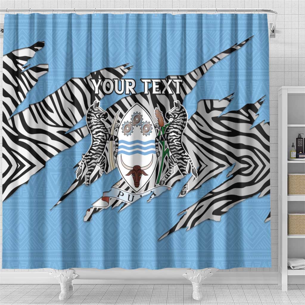 Personalized Lefatshe la Botswana Shower Curtain Coat Of Arms - African and Zebra Patterns