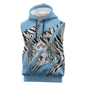 Personalized Lefatshe la Botswana Sleeveless Hoodie Coat Of Arms - African and Zebra Patterns - African Pride