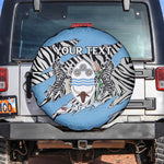 Personalized Lefatshe la Botswana Spare Tire Cover Coat Of Arms - African and Zebra Patterns