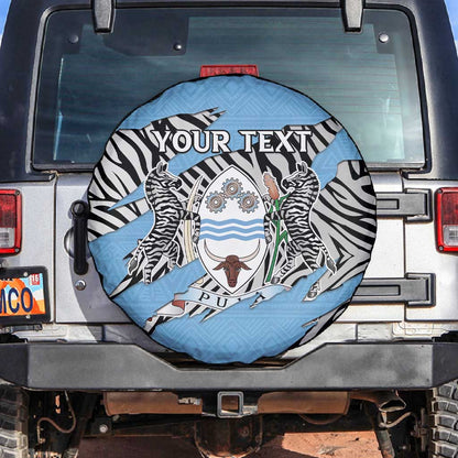 Personalized Lefatshe la Botswana Spare Tire Cover Coat Of Arms - African and Zebra Patterns
