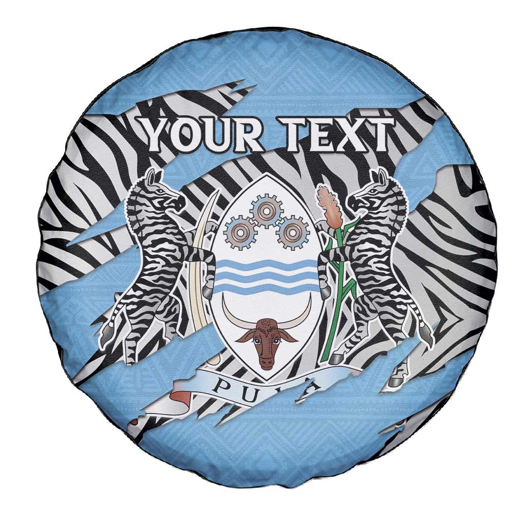 Personalized Lefatshe la Botswana Spare Tire Cover Coat Of Arms - African and Zebra Patterns