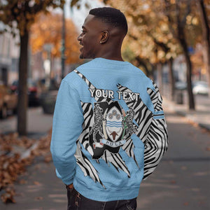 Personalized Lefatshe la Botswana Sweatshirt Coat Of Arms - African and Zebra Patterns