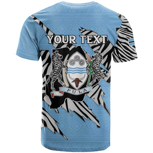 Personalized Lefatshe la Botswana T shirt Coat Of Arms - African and Zebra Patterns