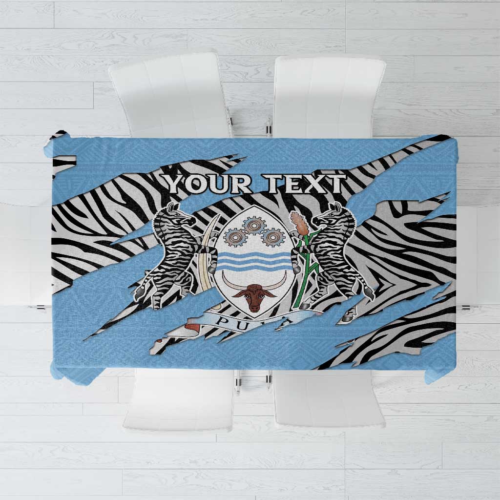 Personalized Lefatshe la Botswana Tablecloth Coat Of Arms - African and Zebra Patterns