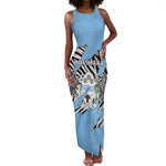 Personalized Lefatshe la Botswana Tank Maxi Dress Coat Of Arms - African and Zebra Patterns