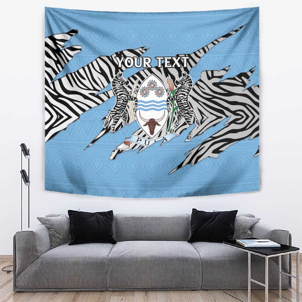 Personalized Lefatshe la Botswana Tapestry Coat Of Arms - African and Zebra Patterns