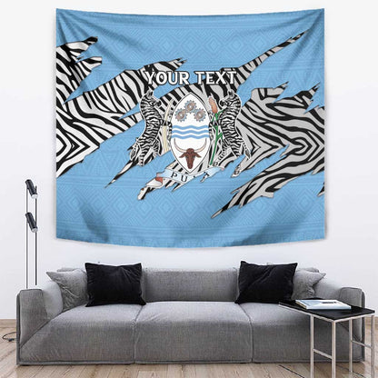 Personalized Lefatshe la Botswana Tapestry Coat Of Arms - African and Zebra Patterns
