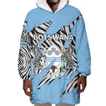 Personalized Lefatshe la Botswana Wearable Blanket Hoodie Coat Of Arms - African and Zebra Patterns