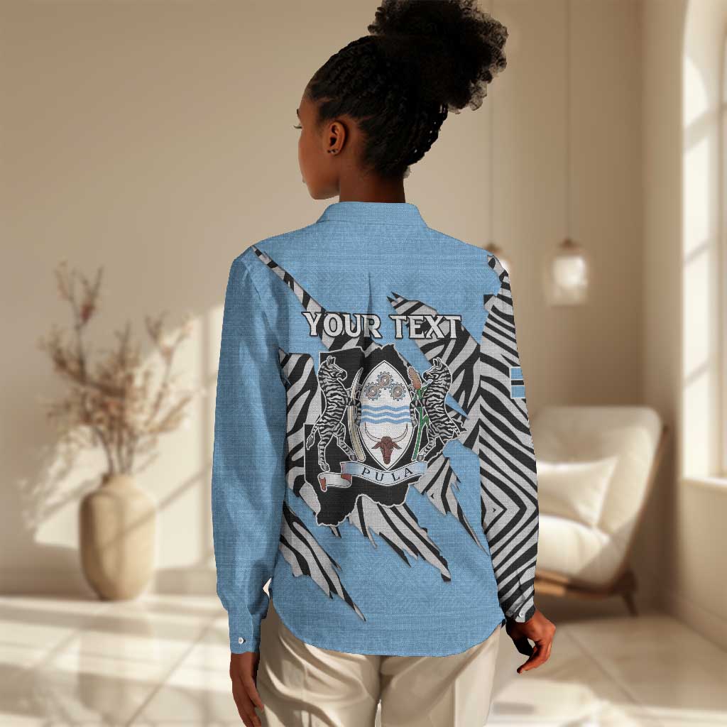 Personalized Lefatshe la Botswana Women Casual Shirt Coat Of Arms - African and Zebra Patterns