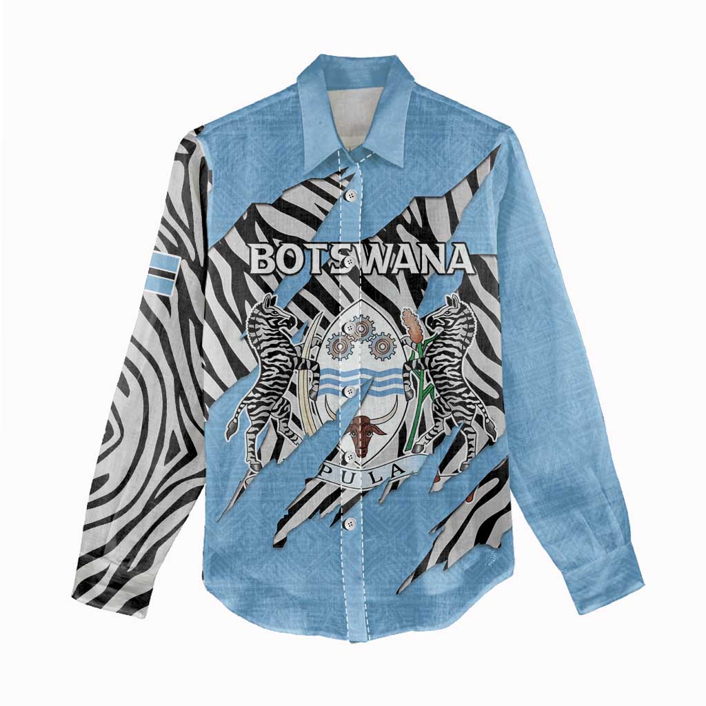 Personalized Lefatshe la Botswana Women Casual Shirt Coat Of Arms - African and Zebra Patterns